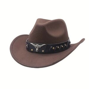 Brown Cowboy Hat with Bullhead Band